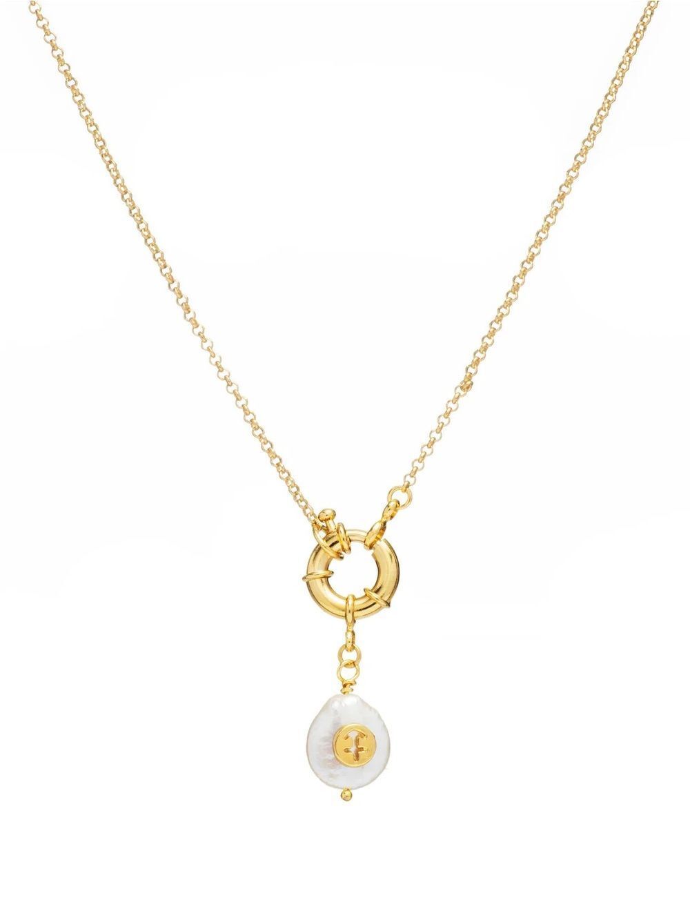 Sagittarius Zodiac Necklace Freshwater Pearl Charm - 24k gold plating